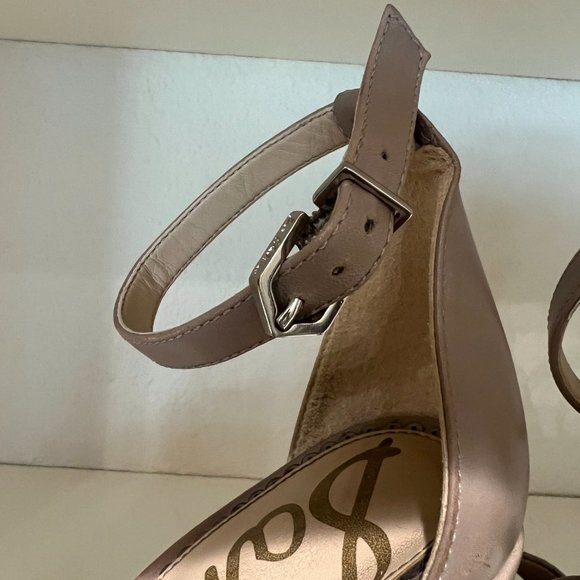 Sam Edelman Dark Ivory Leather Heel Sandals, Size 6W - Picture 6 of 6